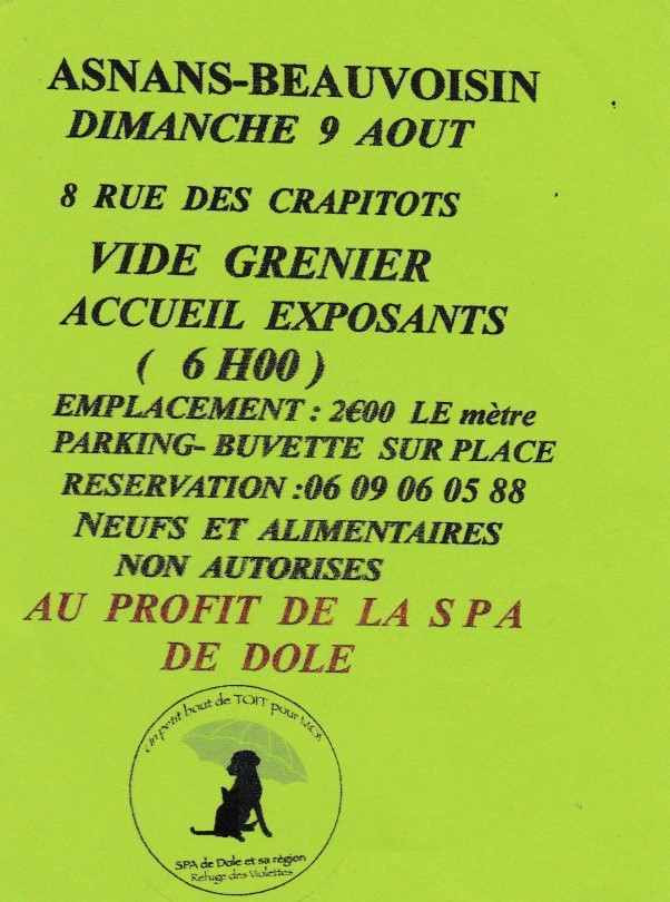 Vide grenier à Asnans-Beauvoisin dimanche 9 août 2026